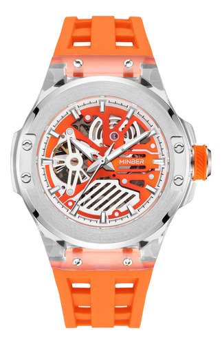 Reloj De Pulsera Minber Hombre Fashion Collection- 46mm Color de la correa Naranja