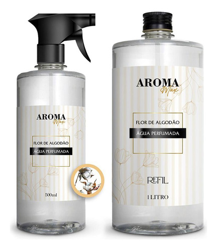 Água Perfumada Aroma Max Flor De Algodão 500ml + 1lt - Kit