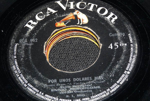 Jch- Ennio Morricone Por Unos Dolares Mas 45 Rpm Vinilo