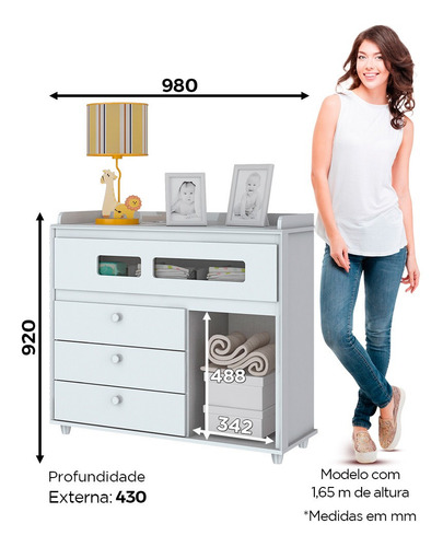 Cômoda Henn Aquarela - 04 Gavetas - Branca - (92 X 98 X 43 C