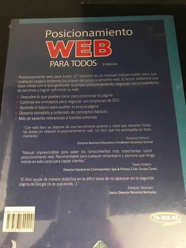 Posicionamiento Web Para Todos. El Manual Sobre Seo Que Todo, De Rodrigo Tovar Monge. Editorial Ediciones De La U, Tapa Blanda En Español, 2018