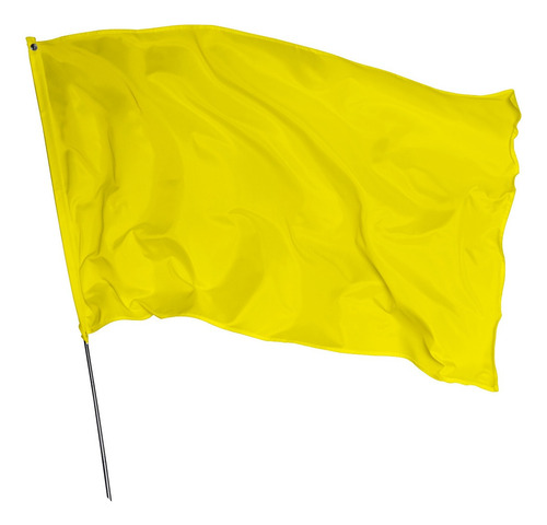 Bandeira Lisa Cor Amarelo 1,0m X 70cm Com Bastão De Madeira