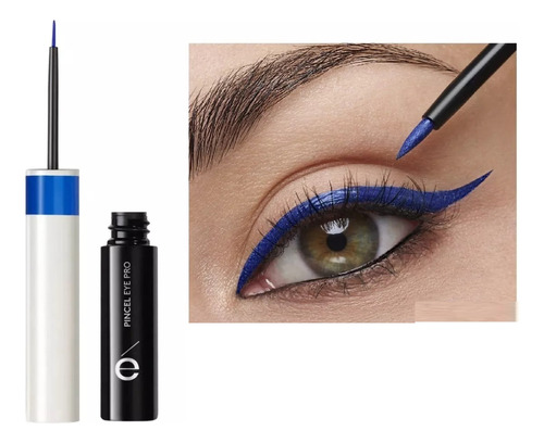 Delineador Líquido De Ojos Punta Plumón Esika Azul Impactant
