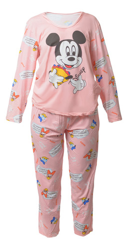 Set 2 Piezas Pantalón Camiseta Pijama De Mujer Estampada Sal