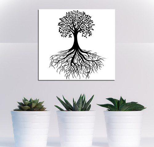 Vinilo Decorativo 60x60cm Arbol La Vida Negro Sagrado