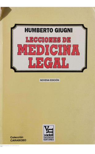 Lecciones De Medicina Legal. Humberto Giugnilibro Usado