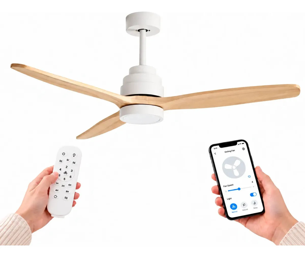 Ventilador de Techo Smart Windstyle Jamaica con Luz y Aspas de Madera de 1.32 m