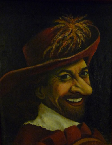 Cirano D Bergerak Signed Oil Painting Vintage French Comedy