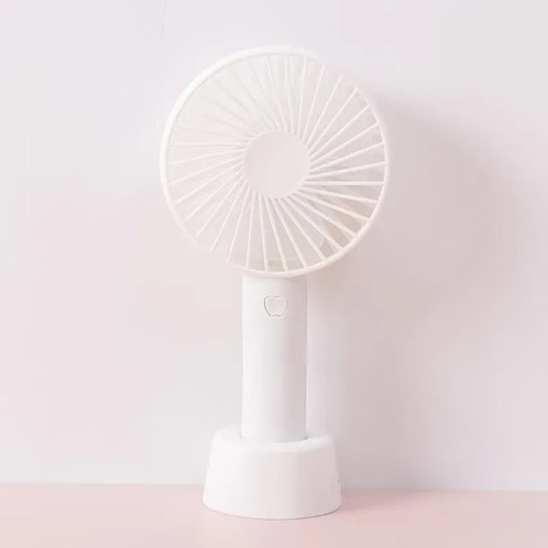 Ventilador Portátil De Mano De 2000 Mah Con Carga Usb 21 Cm Blanco Plástico