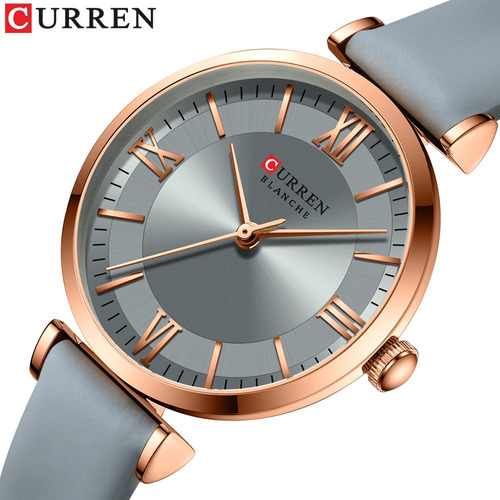 Curren Relojes De Cuarzo De Cuero Elegante Para Mujer Color de la correa Azul