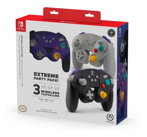 3Controles joysticks inalámbricos ACCO Brands PowerA Wireless GameCube Controller for Nintendo Switch extreme party pack