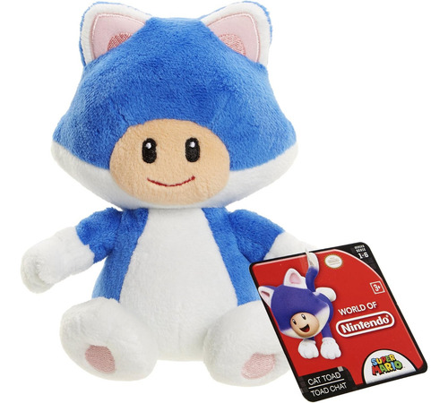 Peluche World Of Nintendo Cat Toad Mario Bros Color Azul