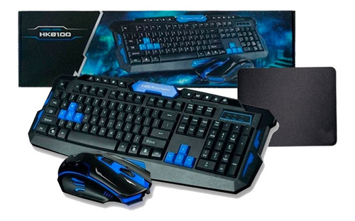 Teclado + Mouse Gamer Usb Inalambrico Mecanico + Mouse Pad