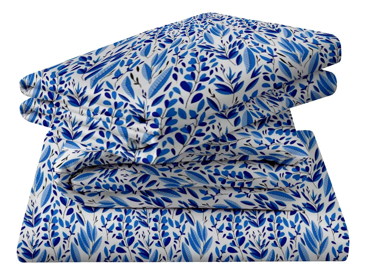 Juego de Sábanas Matrimonial Savannah Azul Acero Microfibra 4 Piezas