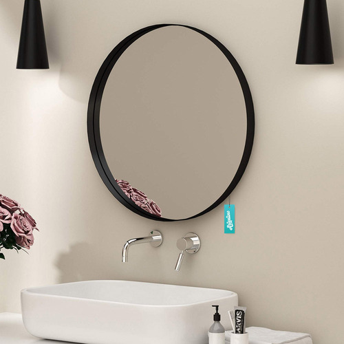 Imagen 5 de 10 de Espejo Baño Living 60 Cm Marco Hierro Redondo Moderno Deco