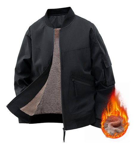 Jaqueta Masculina De Cor Sólida, Bolso De Lazer Com Zíper, R