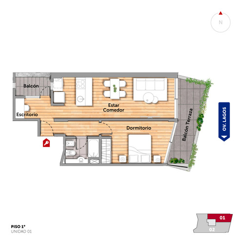 Ov. Lagos Y 3 De Febrero - Amplio Dpto De 1 Dormitorio Externo. Posibilidad Cochera. 