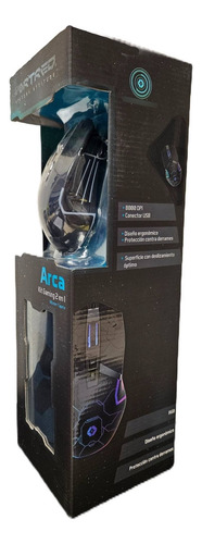 Kit Gamer Arca Vortred Mouse Alámbrico + Tapete 2 En 1 Color Negro