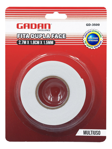 Fita Dupla Face Espuma Multiuso 2.7m - Gadan Branco