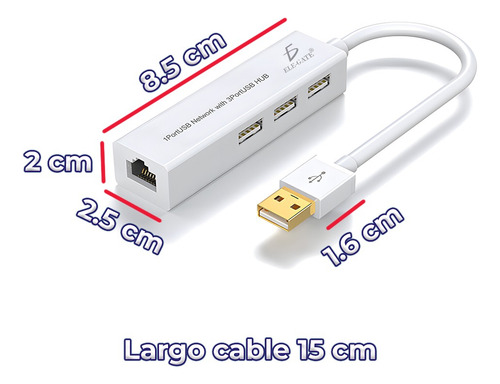 Hub Usb 2.0 A Rj45 Ethernet 10/100 Mbps Para Pc Y Mac