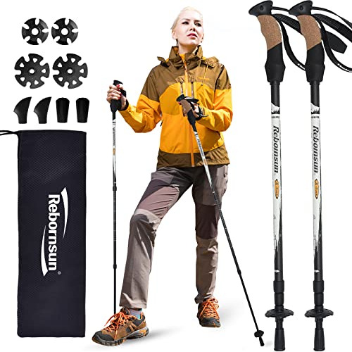 100% 3k Carbon Fiber Hiking Poles 2-pc Pack, Adjustable...