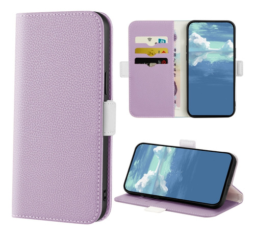 Funda Con Textura De Litchi Morado Claro Para Samsung Galaxy