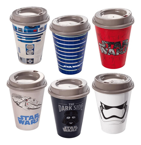 Copo De Café Com Tampa Star Wars 270ml Sortido Plasútil