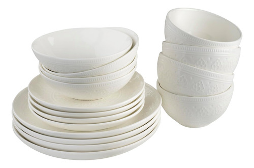 Euro Ceramica Fez Collection Juego De Vajilla De Gres Blanco