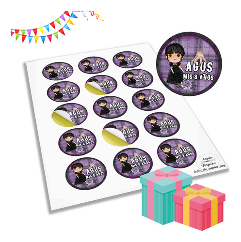Stickers Circulares 5cm Souvenirs Merlina Addams