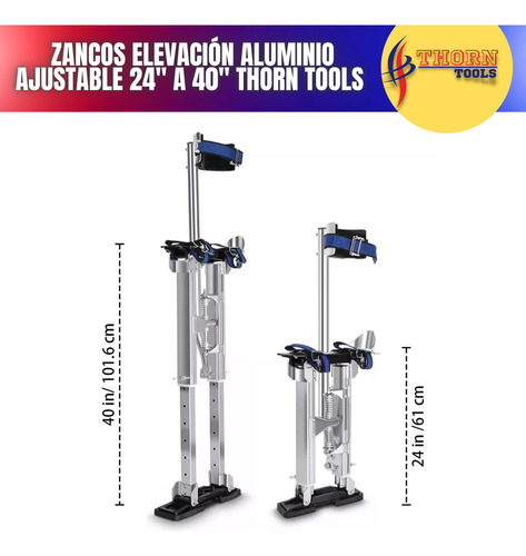 Zancos Elevación Aluminio Ajustable 24 A 40 Thorn Tools Color Azul