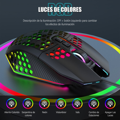 Mouse Ergonómico Y Programable Con Cable Para Videojuegos