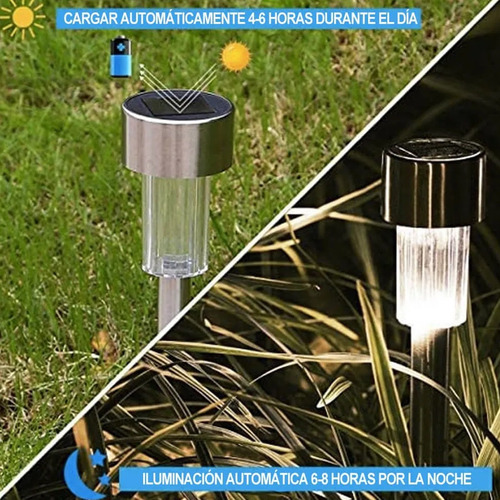 Solar Led Luminaria Acero Inoxidable Jardín 10 Piezas