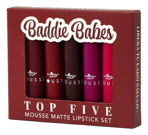 Labiales Mate Top Five Mousse Italia Deluxe, 5 Pzs, Original