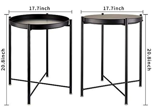 Eknitey Mesa Auxiliar, Mesa Auxiliar Plegable De Metal, Mesa