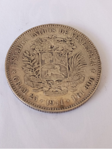 Moneda De 5 Bs Fuerte De Plata 1911