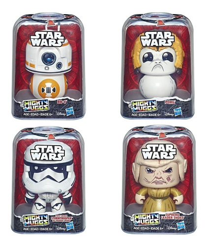 Set 4 Figuras Star Wars Mighty Muggs Cambian Su Cara Hasbro 