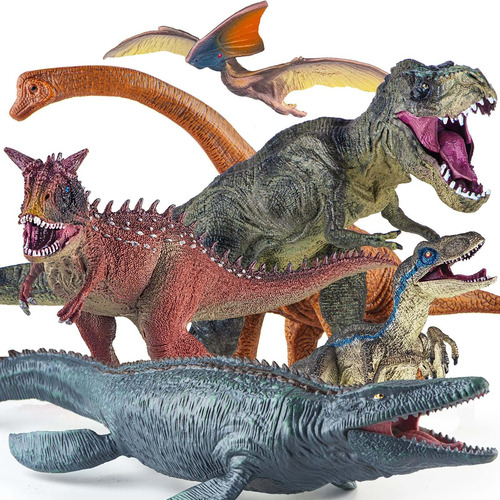 Juego De 6 Juguetes De Dinosaurios Grandes, Dino T-rex Carn