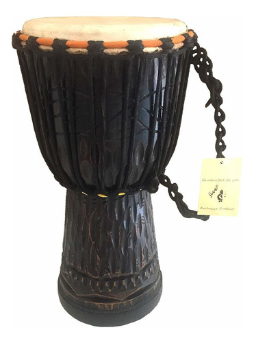 Jive Djembe Tambor Africano De Madera De Caoba Maciza De