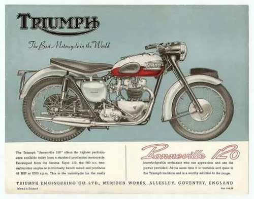 Moto Triumph Reclame - Lámina 45 X 30 Cm.