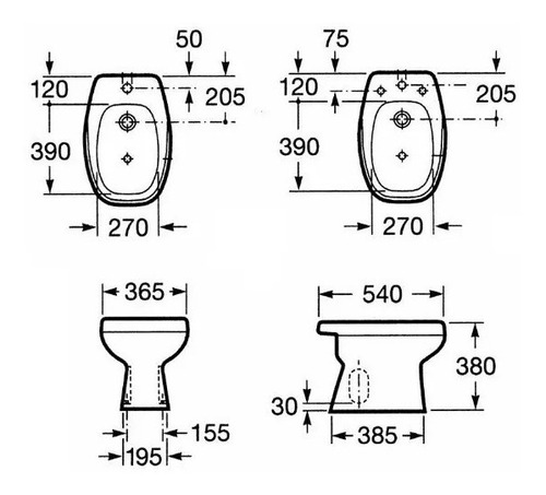 Imagen 2 de 6 de Combo Roca Monaco Inodoro Corto + Bidet