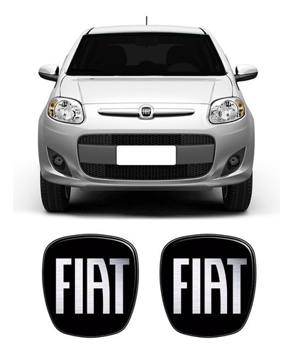 Kit 2 Adesivos Emblema Fiat Novo Palio Preto Black 2012/2017