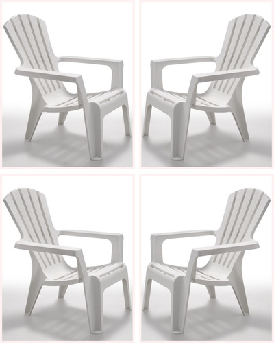 Set 4 Sillones Plástico Italiano Reposeras Vintage Jardin