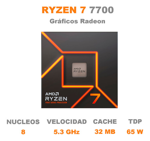Procesador Amd Ryzen 7 7700 Am5 5.3ghz 100-100000592box