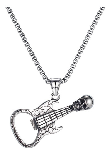 Collar De Guitarra De Calavera De Acero Inoxidable Titruebe