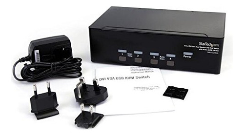 Startech.com Conmutador Kvm Usb De 4 Puertos Dvi Vga Con Dob