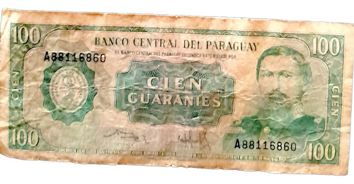 Cedula De Dinheiro Paraguaio Cien Guaranies (100) Antigo (Usado)