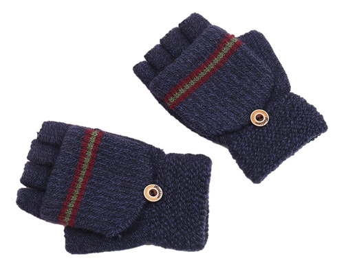 Guantes Grandes De Invierno Tejidos Con Medio Dedo, Guantes