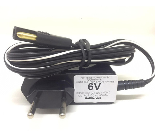 Carregador 6v 900mah P/ Bandeirantes, Carrinho,moto Elétrica
