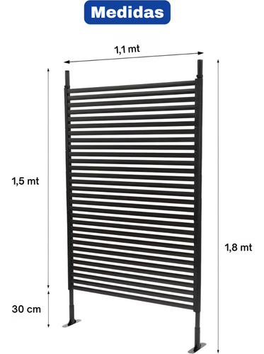 Biombo Reto Linhas De Metal Interno/externo 1,8x0,9mt Marrom