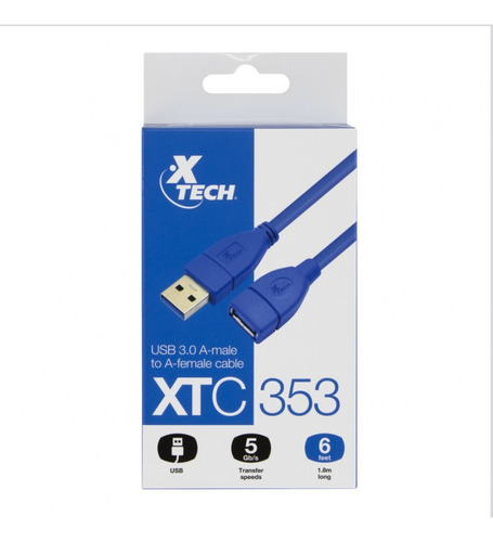 Cable Extensión Usb 3.0 1.8 Mts Macho Hembra Xtech Xtc-353